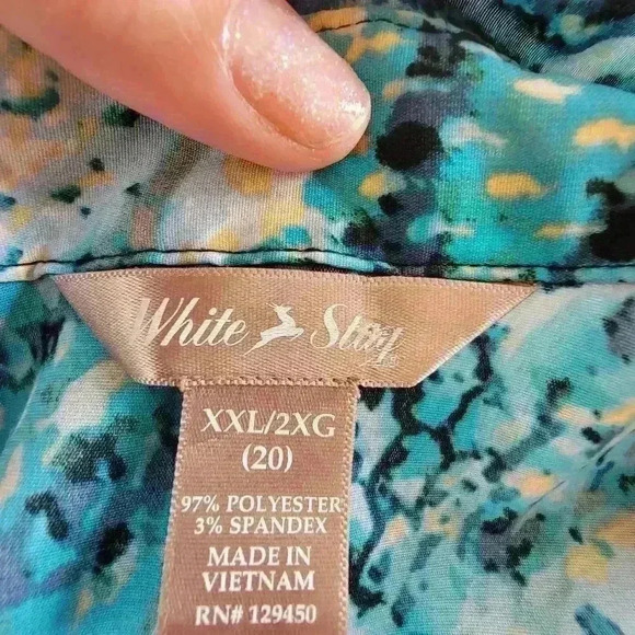 White Stag Womens Front Pockets Button Up 3/4 Sleeves Career Blouse Size XXL - Picture 8 of 10